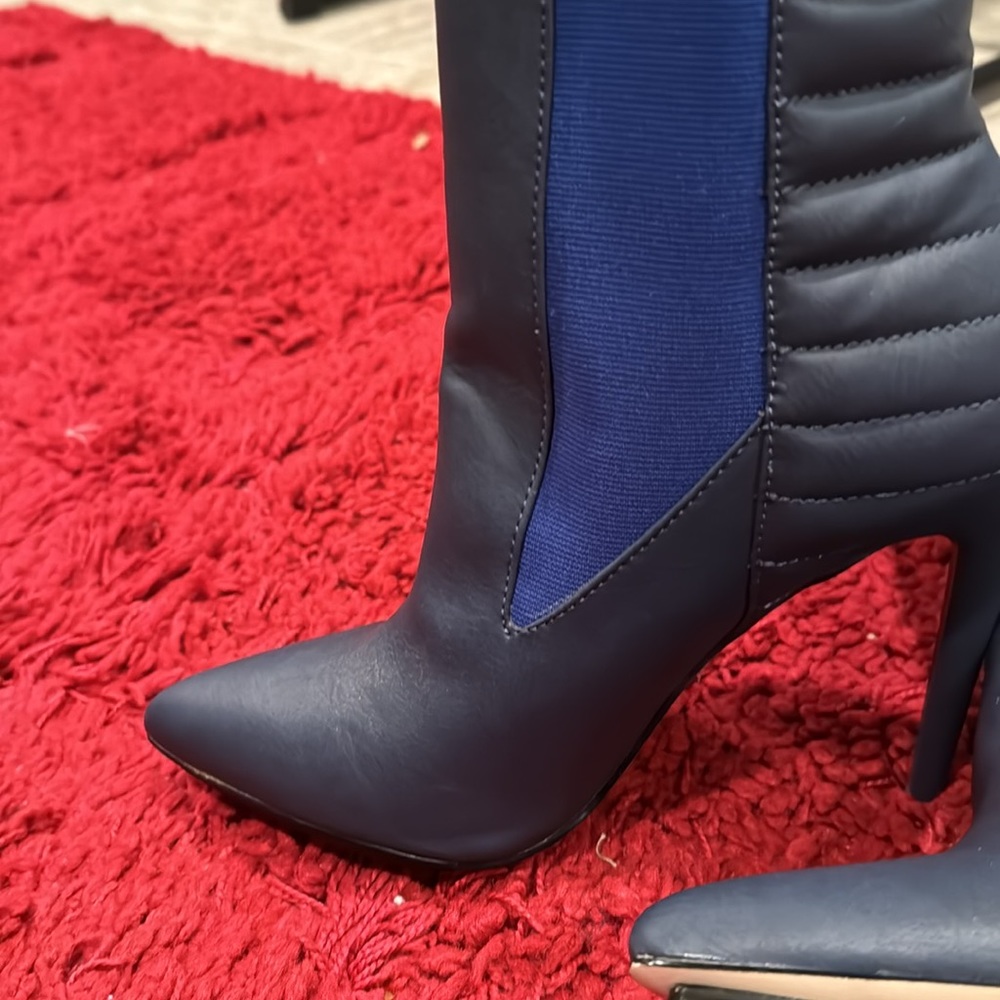Blue leather booties - Picture 6 of 11